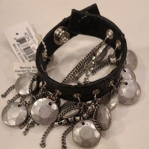 Kohl's Silver and Black Layered Bracelet